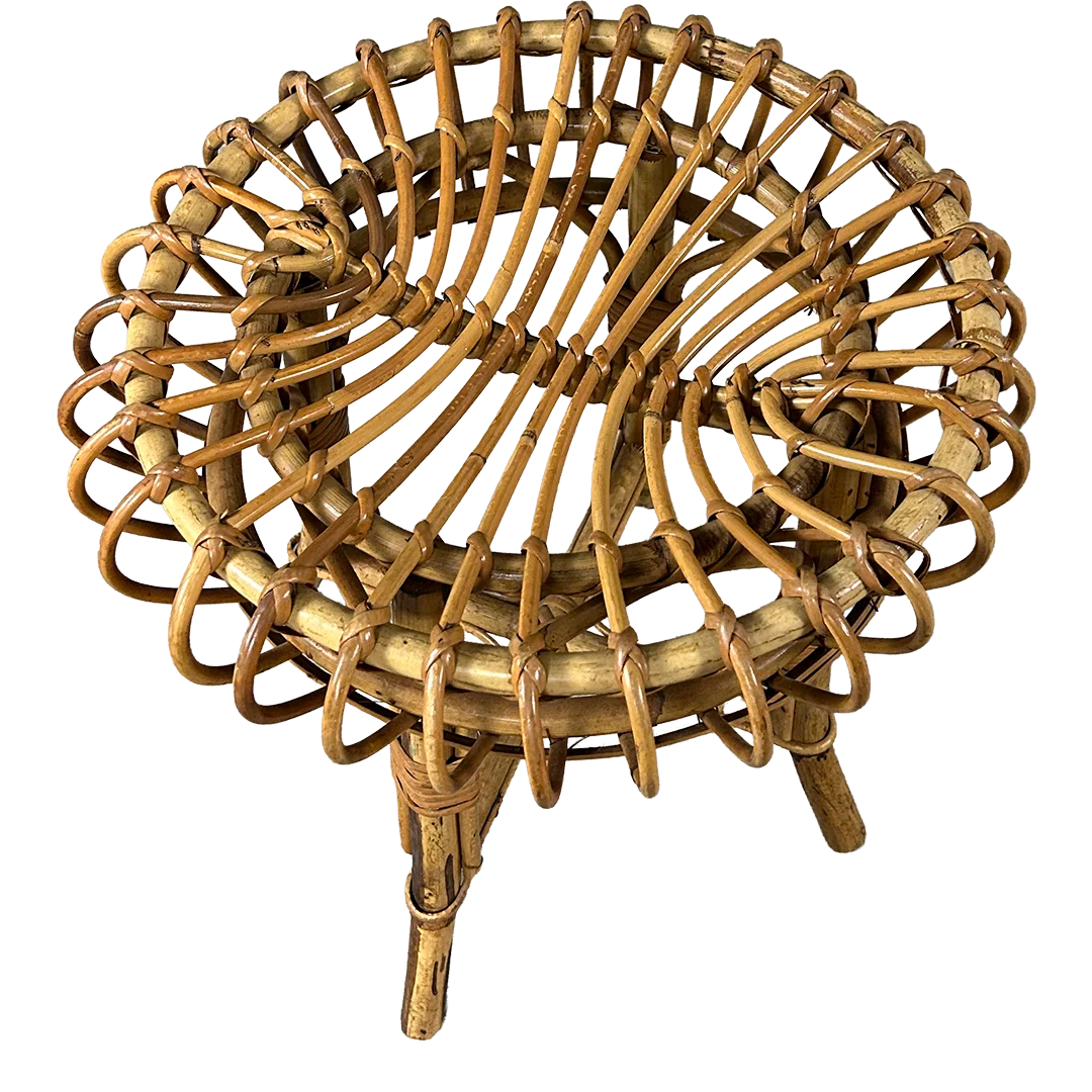 1950s Franco Albini : bamboo and radiating rattan stool