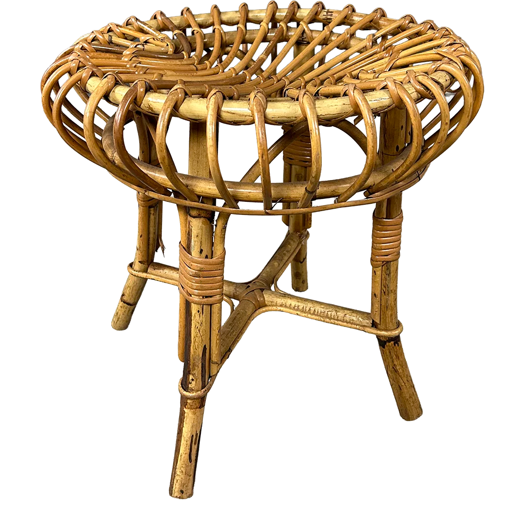 1950s Franco Albini : bamboo and radiating rattan stool