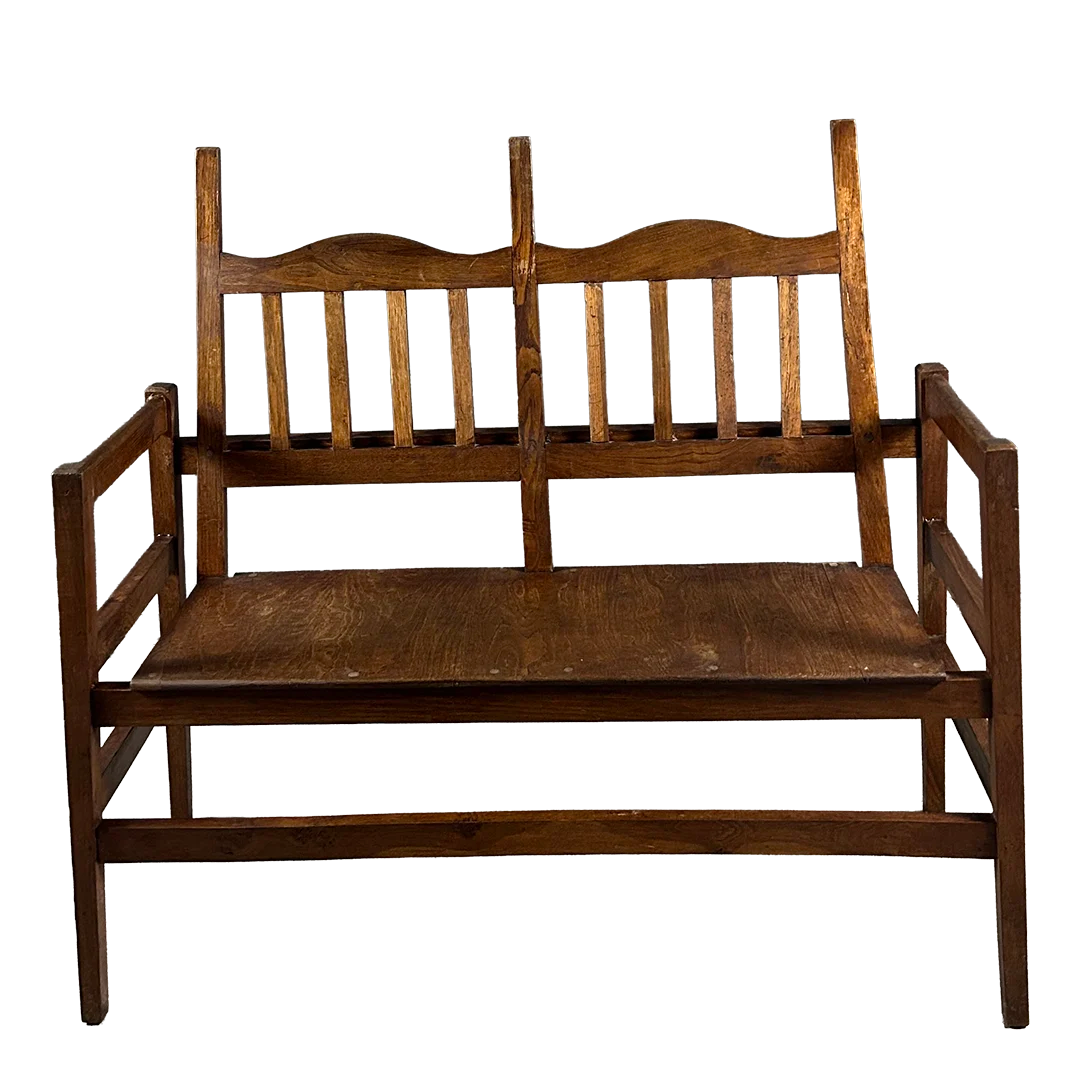 1920s Belgian : Low Countries solid oakwood scalloped bench