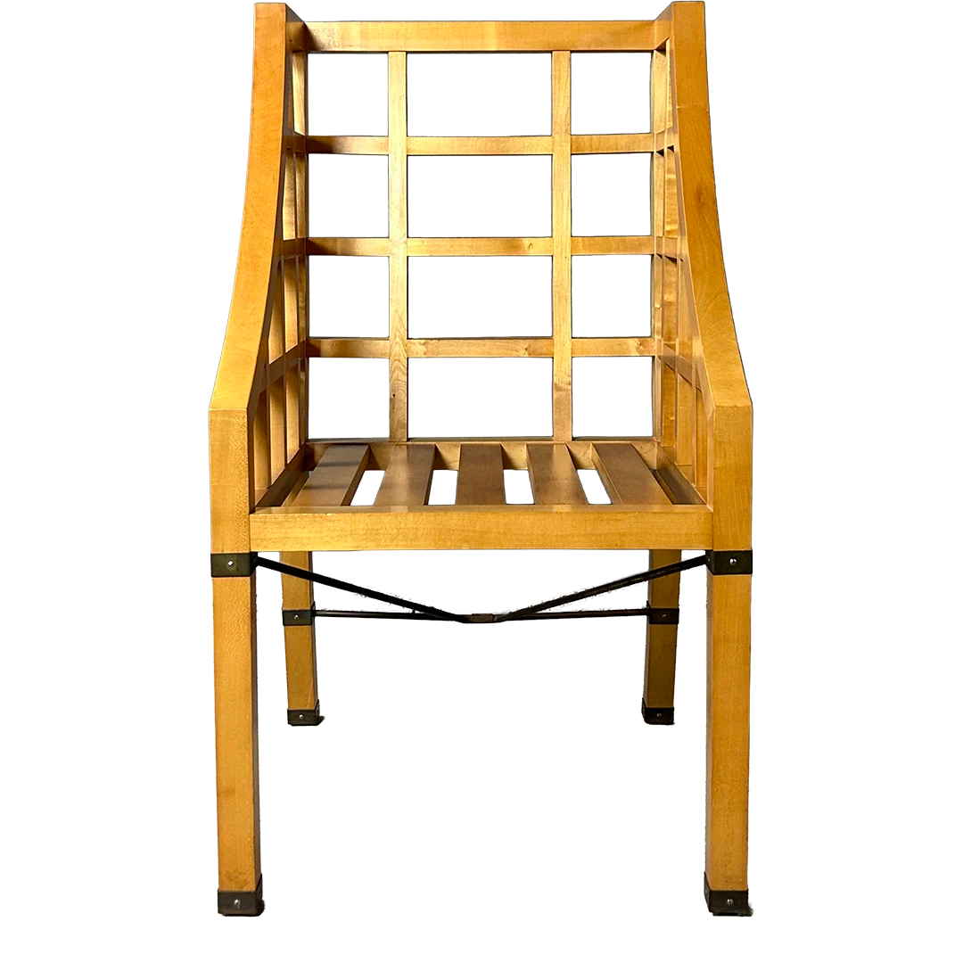 1960s Italian : pair Lancetti & Signorelli modernist blond walnut armchairs