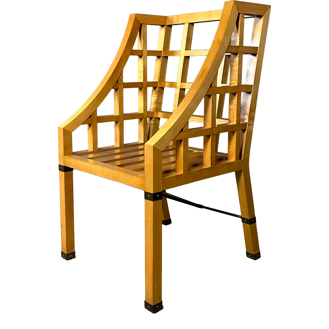 1960s Italian : pair Lancetti & Signorelli modernist blond walnut armchairs