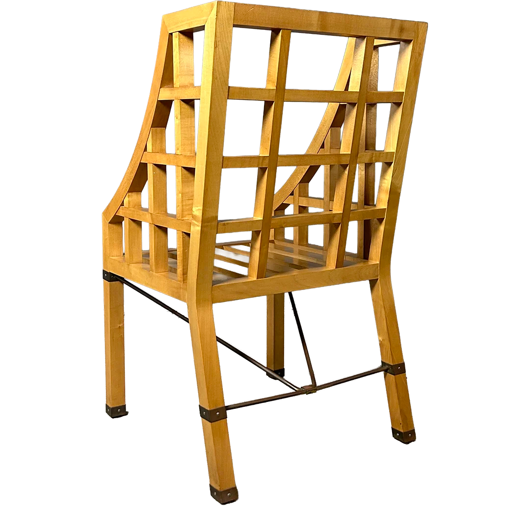 1960s Italian : pair Lancetti & Signorelli modernist blond walnut armchairs