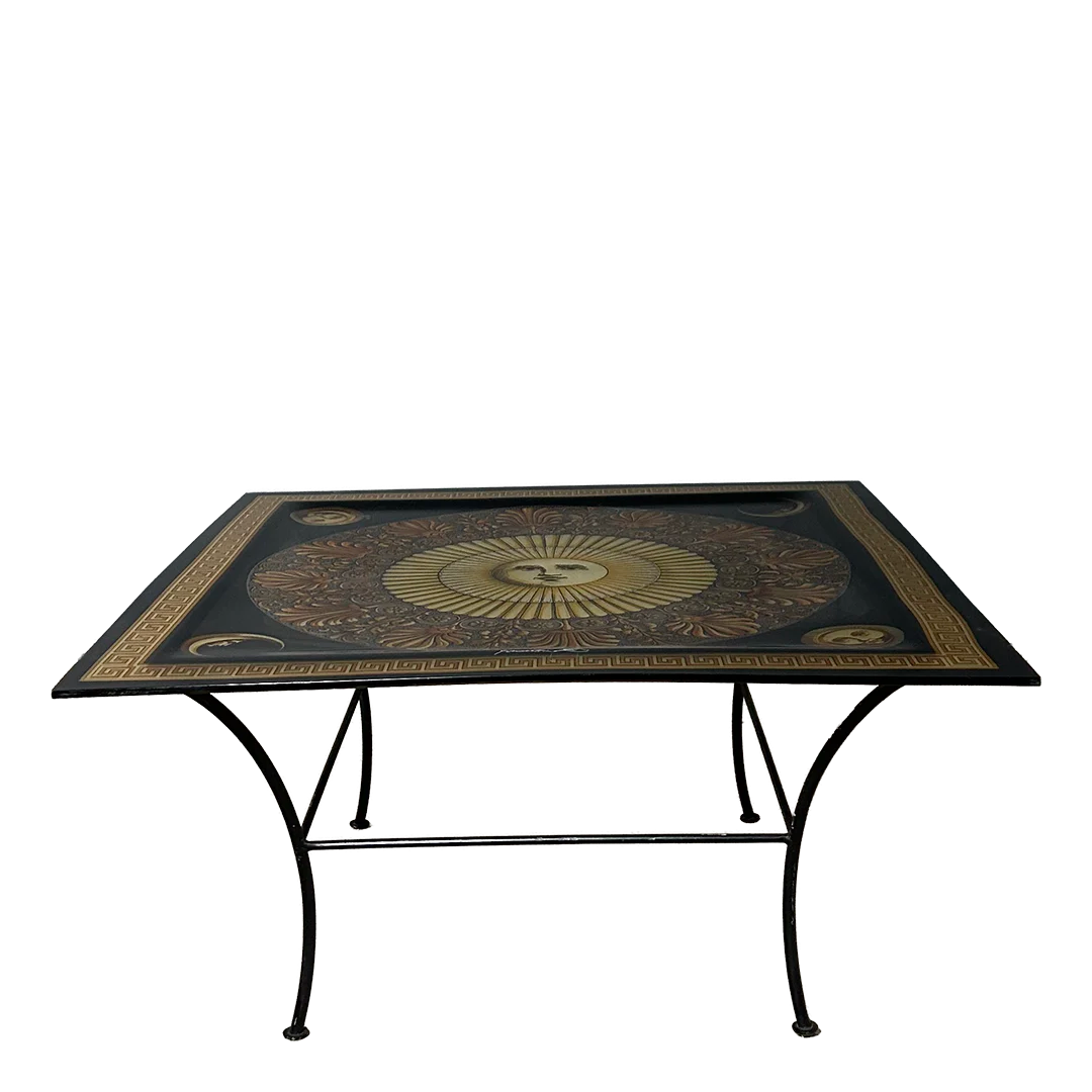 1990s Italian : Piero Fornasetti acrylic & metal coffee table