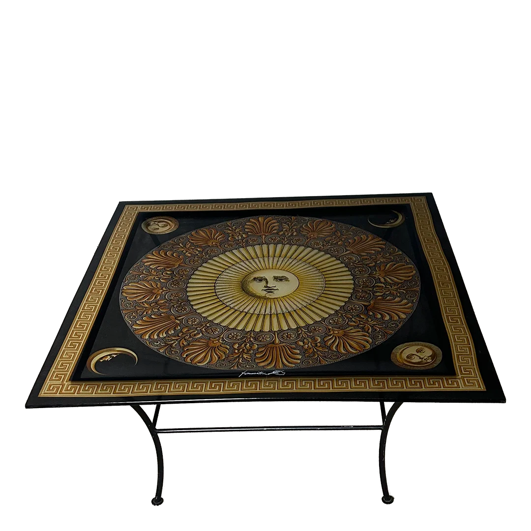1990s Italian : Piero Fornasetti acrylic & metal coffee table