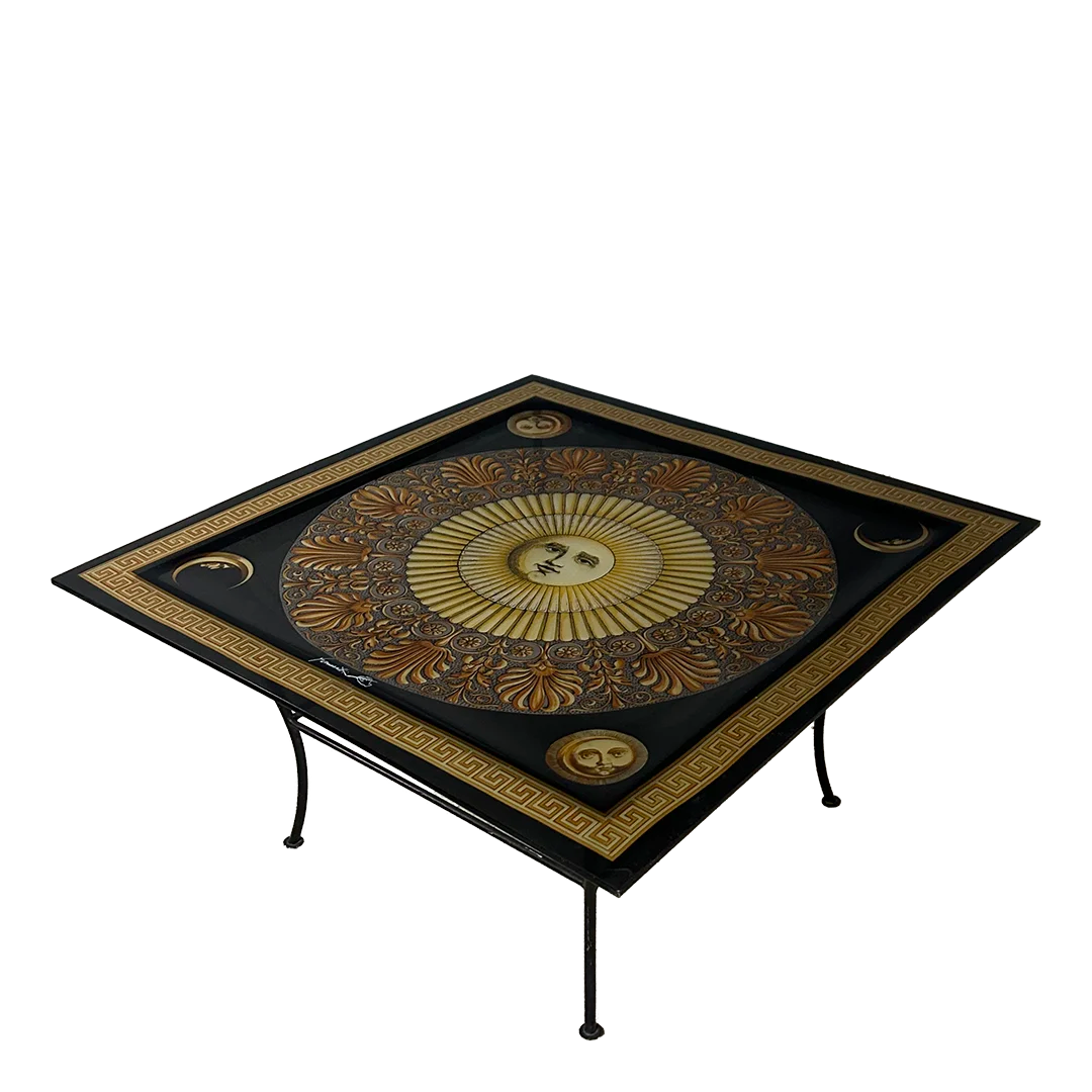 1990s Italian : Piero Fornasetti acrylic & metal coffee table