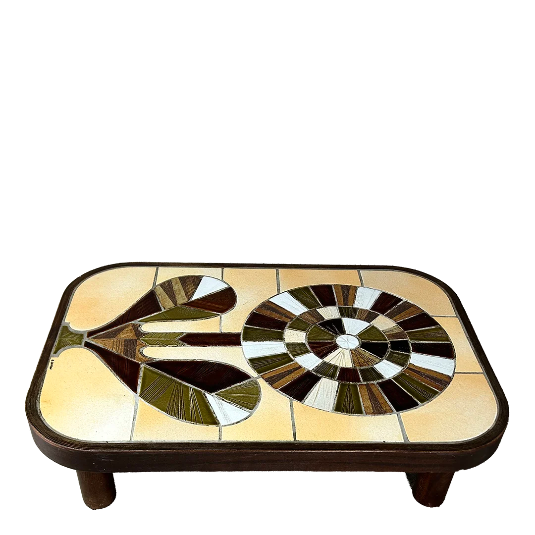 1970s Roger Capron : high gloss glazed ceramic "Floren" coffee table
