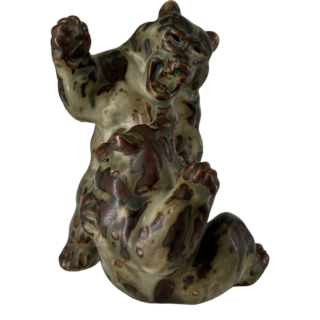 1958 Knud Kyhn : Playful Bears, sung glazed ceramic, Denmark