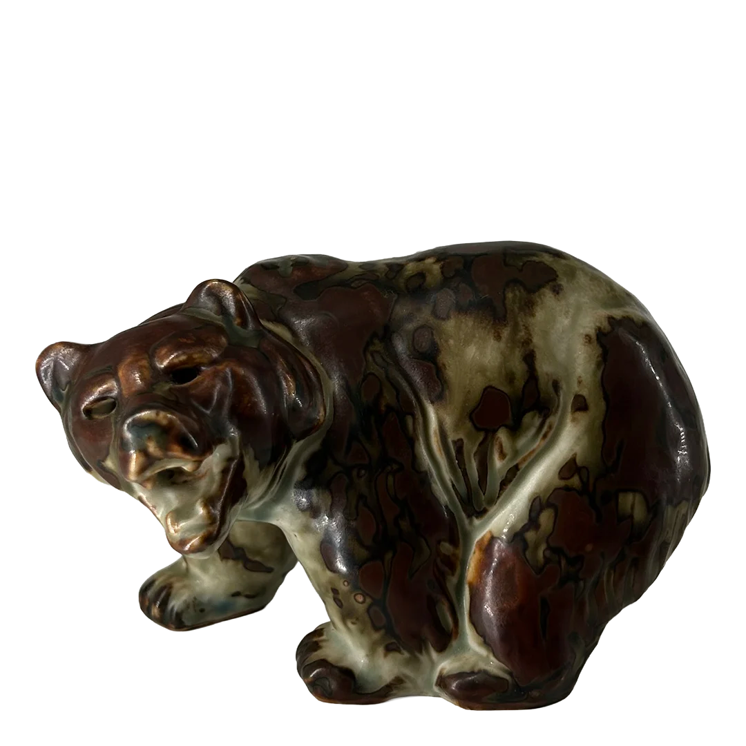 1955 Knud Kyhn : 8" Walking Bear, sung glazed ceramic, Denmark
