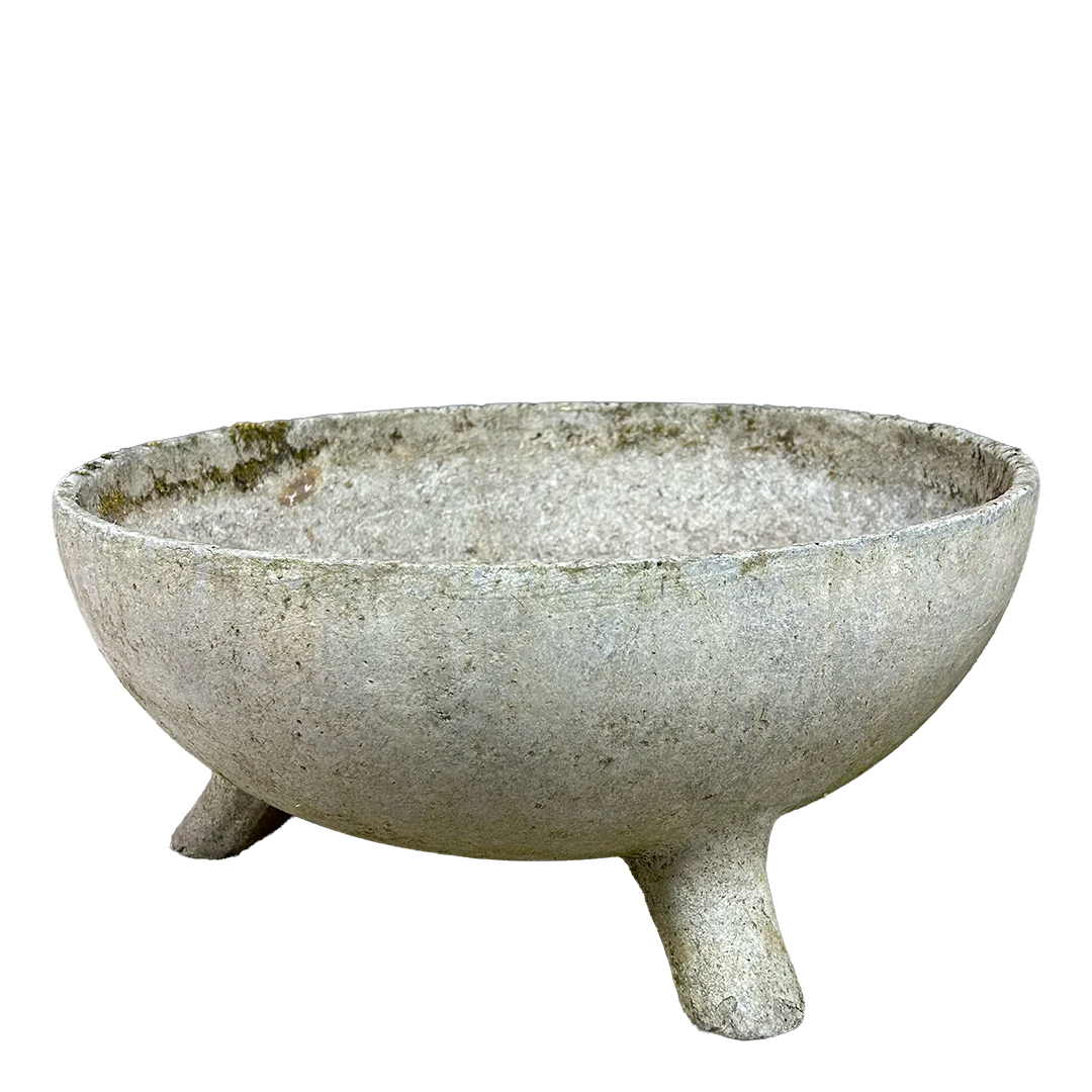 1960s Willy Guhl : 19" daim. footed concrete planter, Switzerland