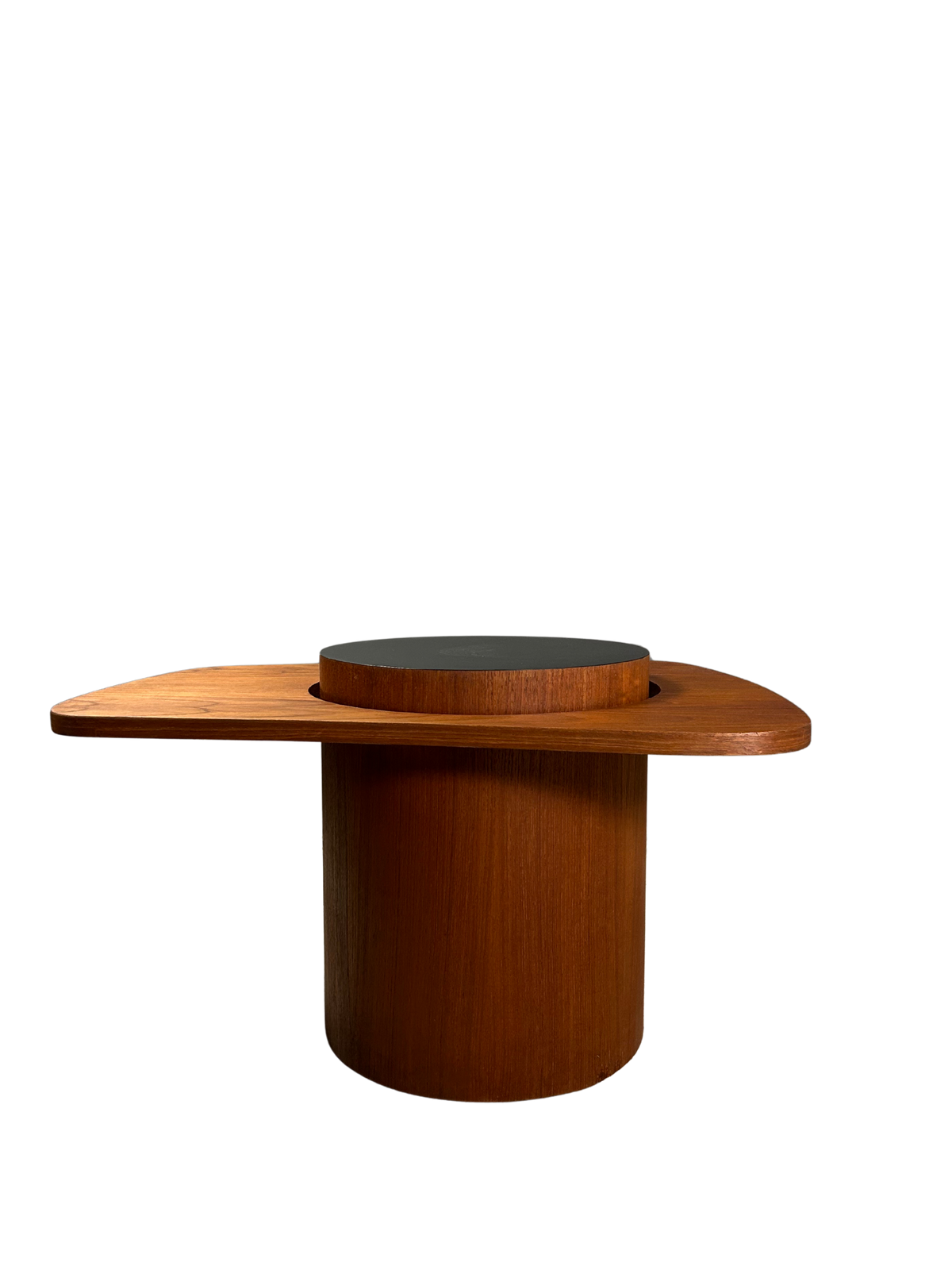 1960s R.S. Associates : pair teakwood and black laminate end tables