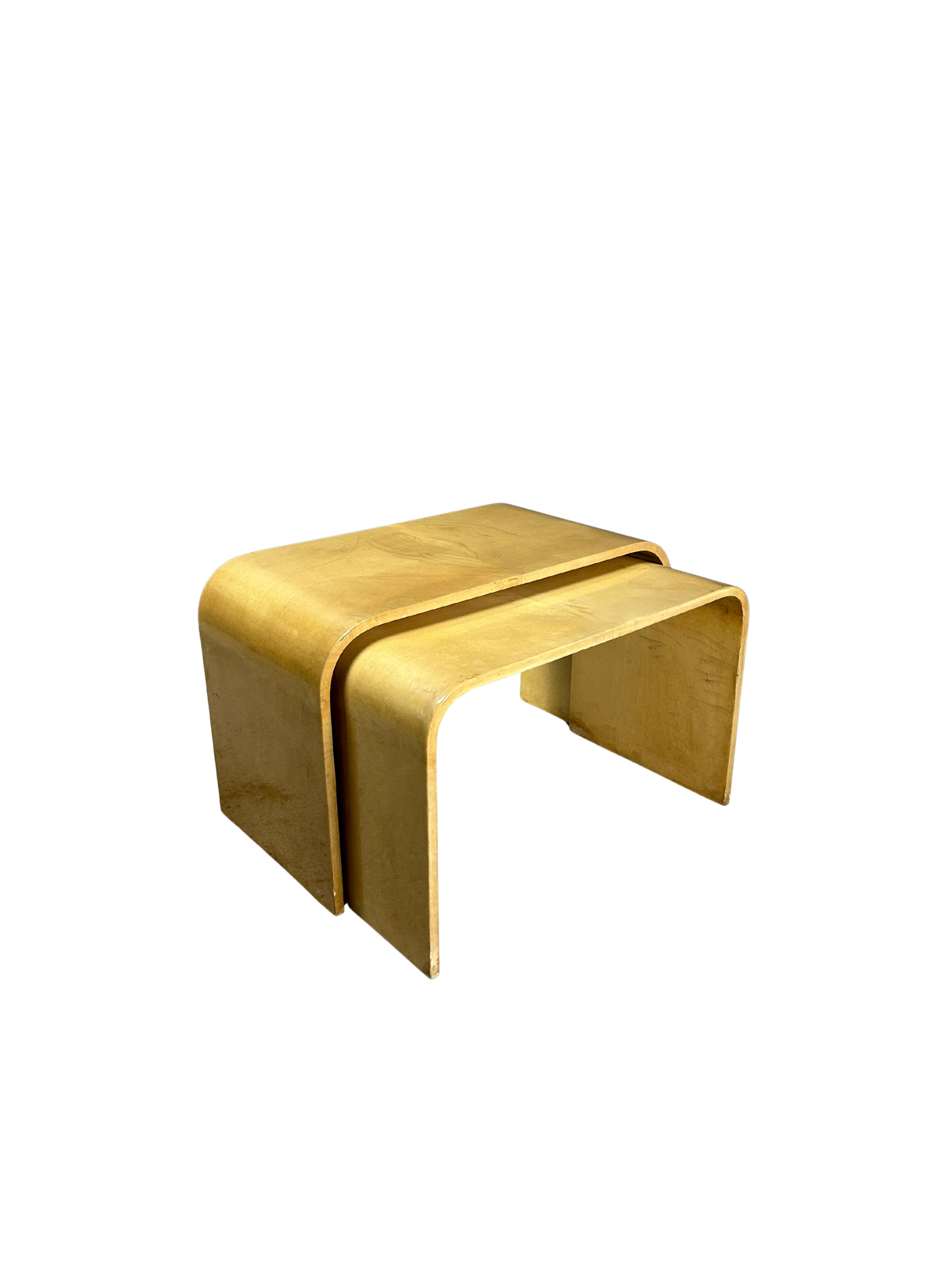 1970s Aldo Tura (attr.) : lacquered goatskin parchment nesting tables, Italy