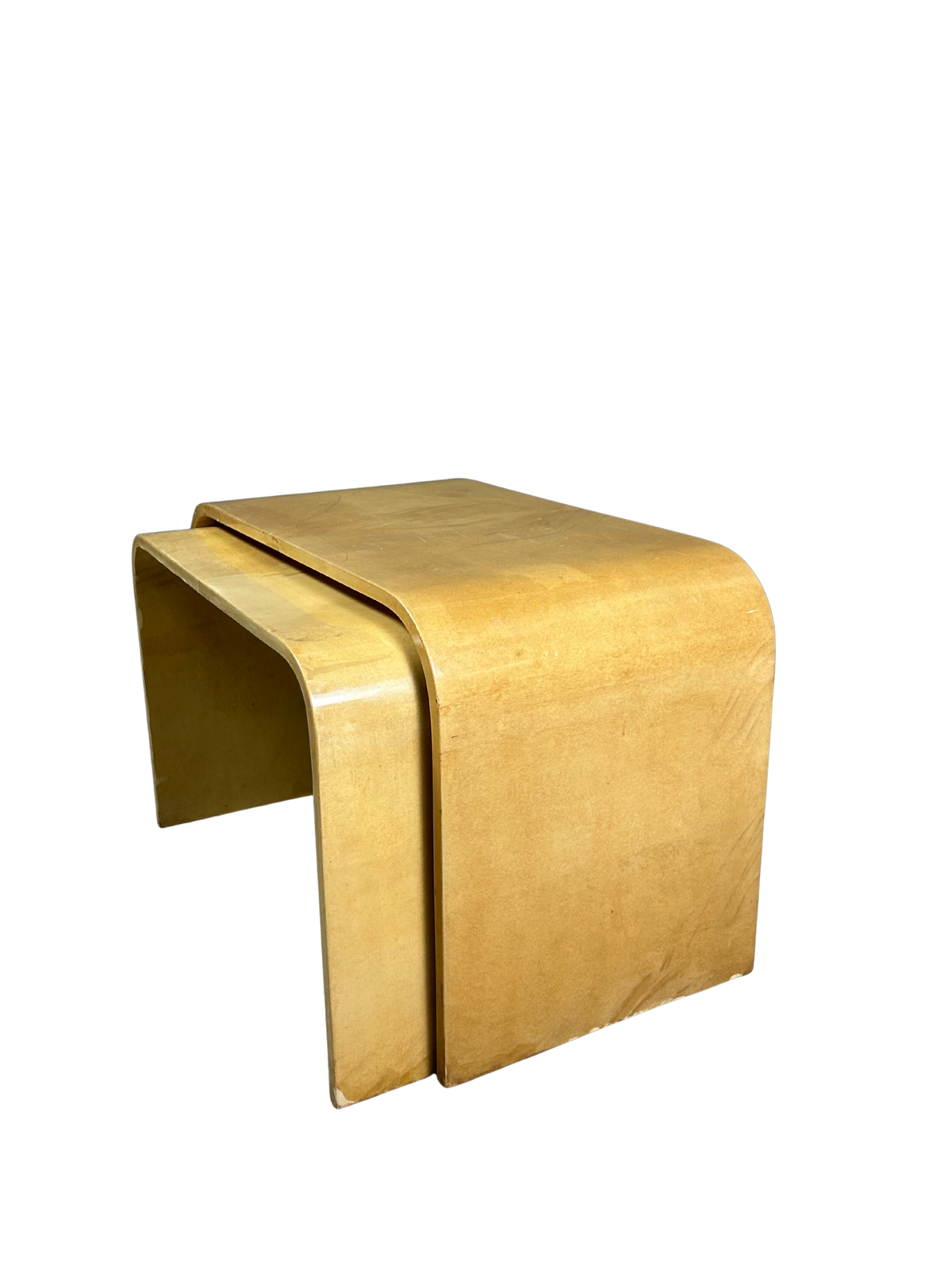 1970s Aldo Tura (attr.) : lacquered goatskin parchment nesting tables, Italy