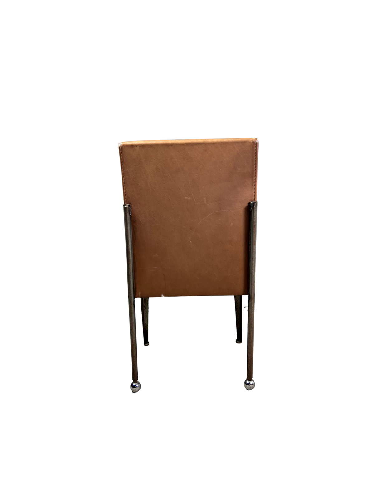 1980s Italian : set 4 post modern solid steel and leather armchairs