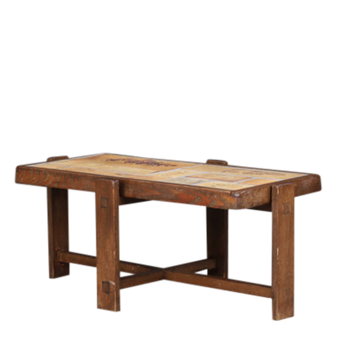 1970s Roger Capron : "Herbier" ceramic tile coffee table, France