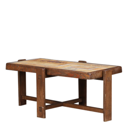 1970s Roger Capron : "Herbier" ceramic tile coffee table, France