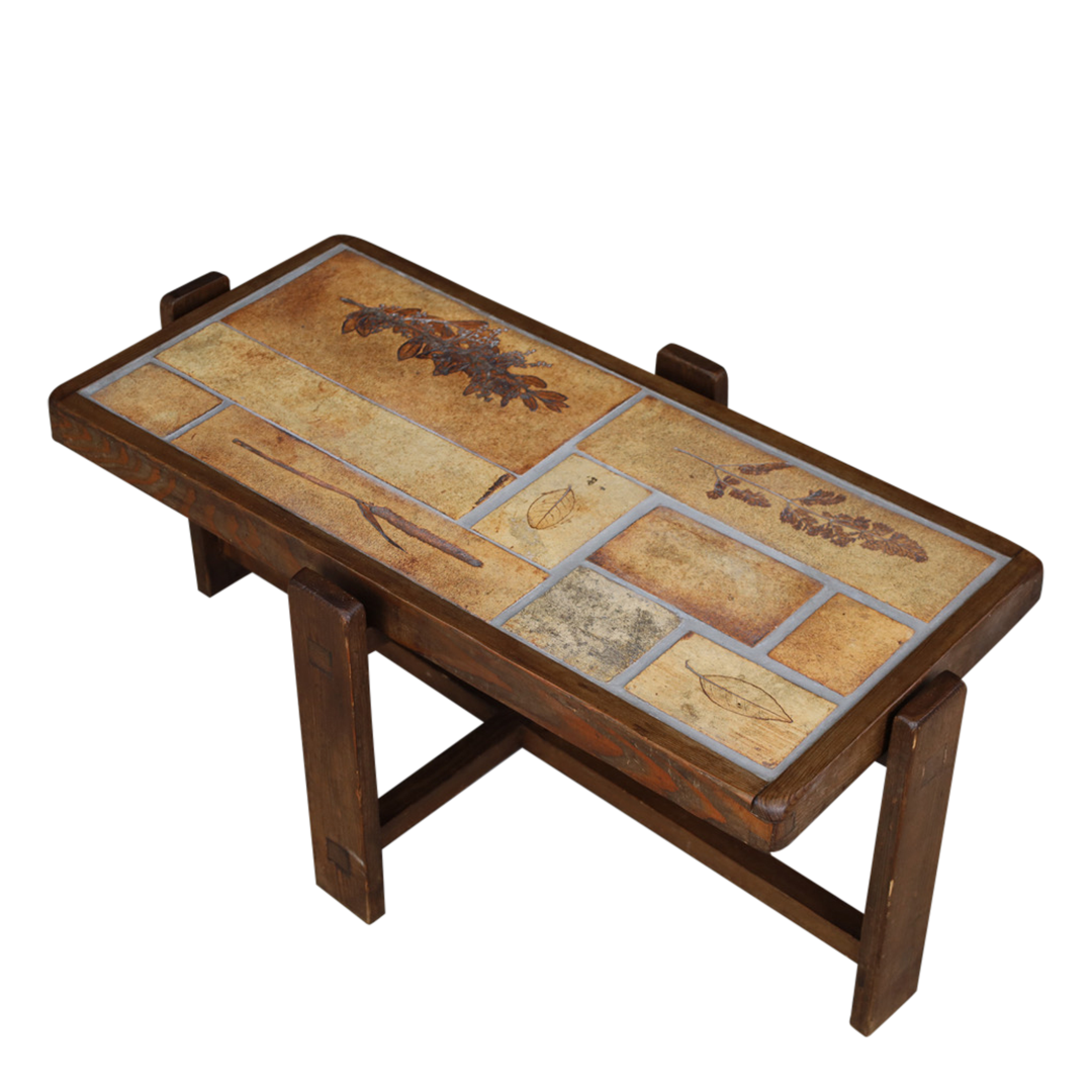 1970s Roger Capron : "Herbier" ceramic tile coffee table, France