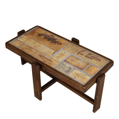 1970s Roger Capron : "Herbier" ceramic tile coffee table, France