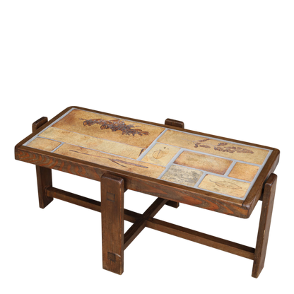 1970s Roger Capron : "Herbier" ceramic tile coffee table, France