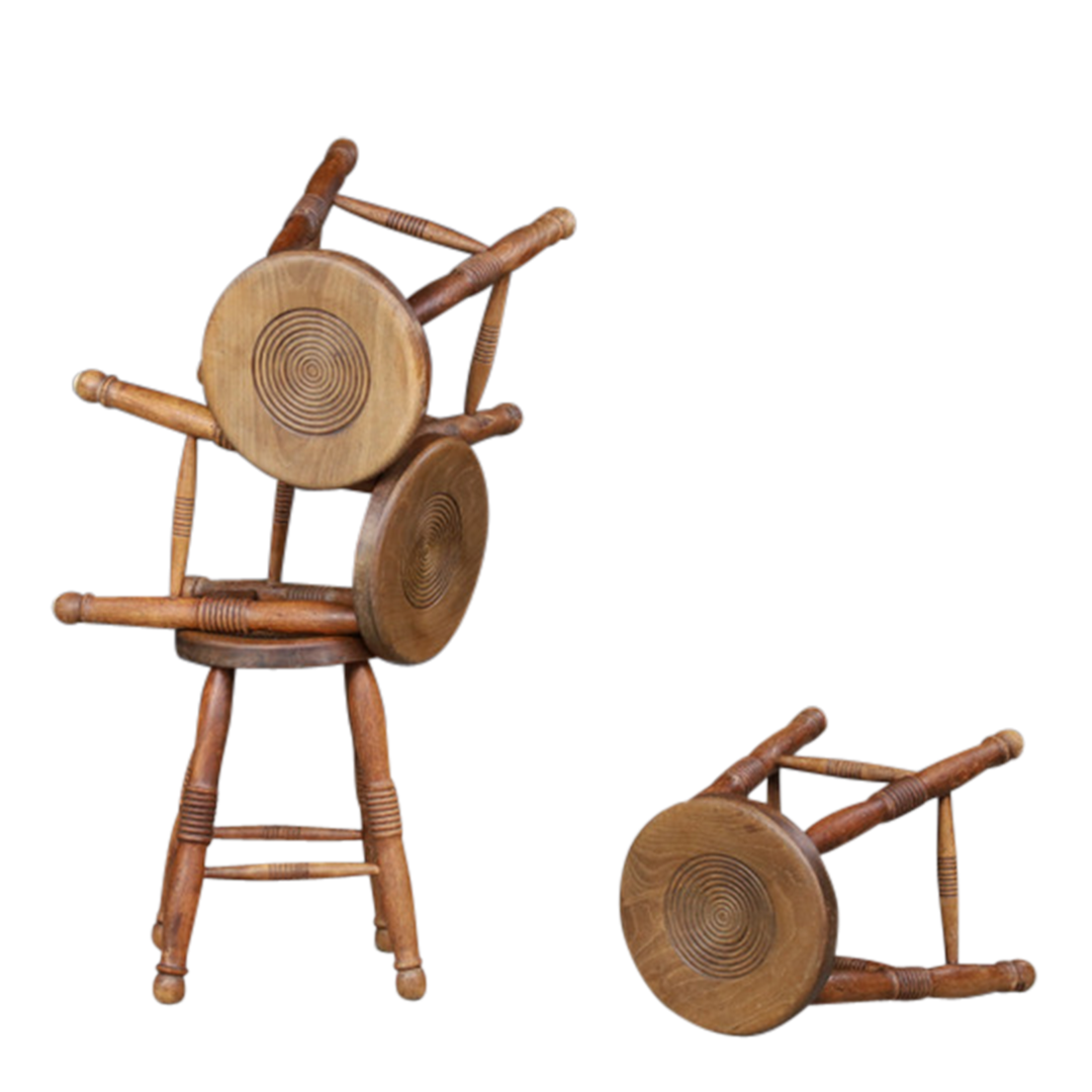 1950s French : turned wood stool, Charles Dudouyt style