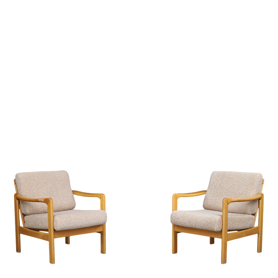 1960s Walter Knoll : solid beechwood "Stella" armchair