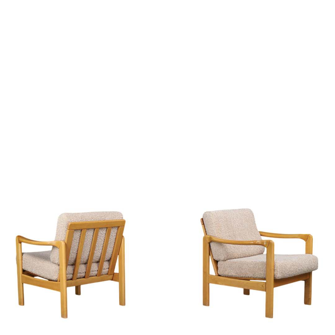 1960s Walter Knoll : solid beechwood "Stella" armchair