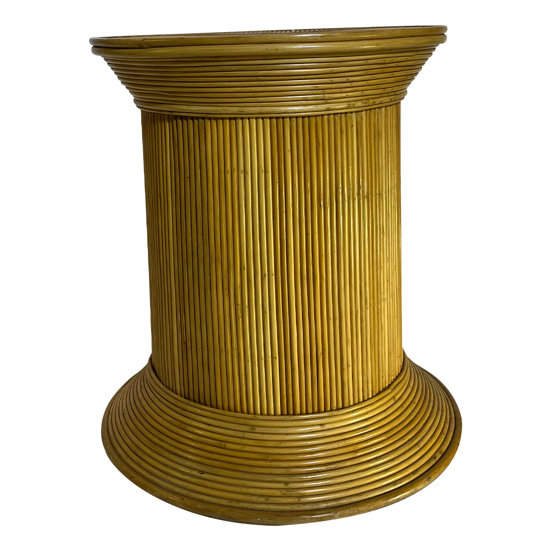 1970s French : 29" fully wrapped bamboo pedestal table