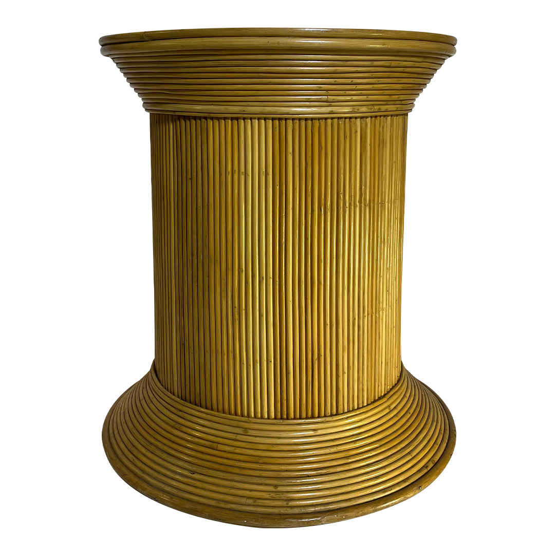 1970s French : 29" fully wrapped bamboo pedestal table