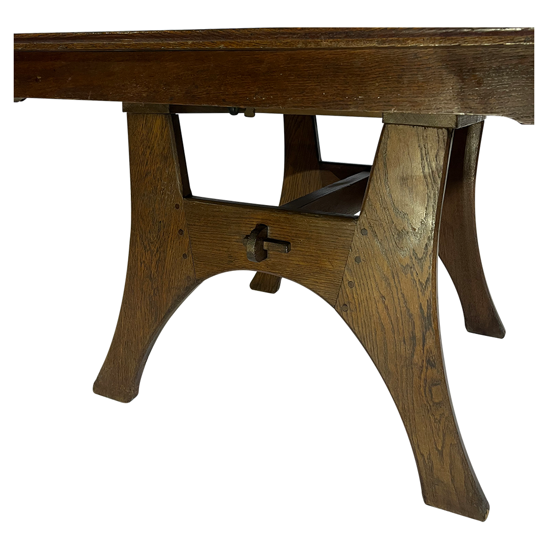 c1910 Léon Jallot : solid oakwood Art Nouveau dining table