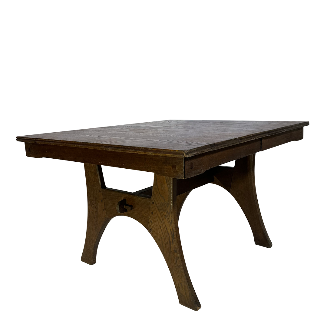 c1910 Léon Jallot : solid oakwood Art Nouveau dining table