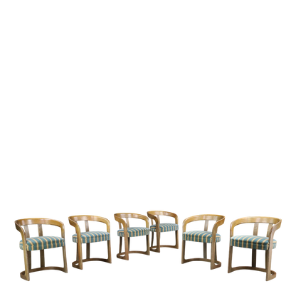 1960s AG Barcelona : set six Scarpa style dining chairs