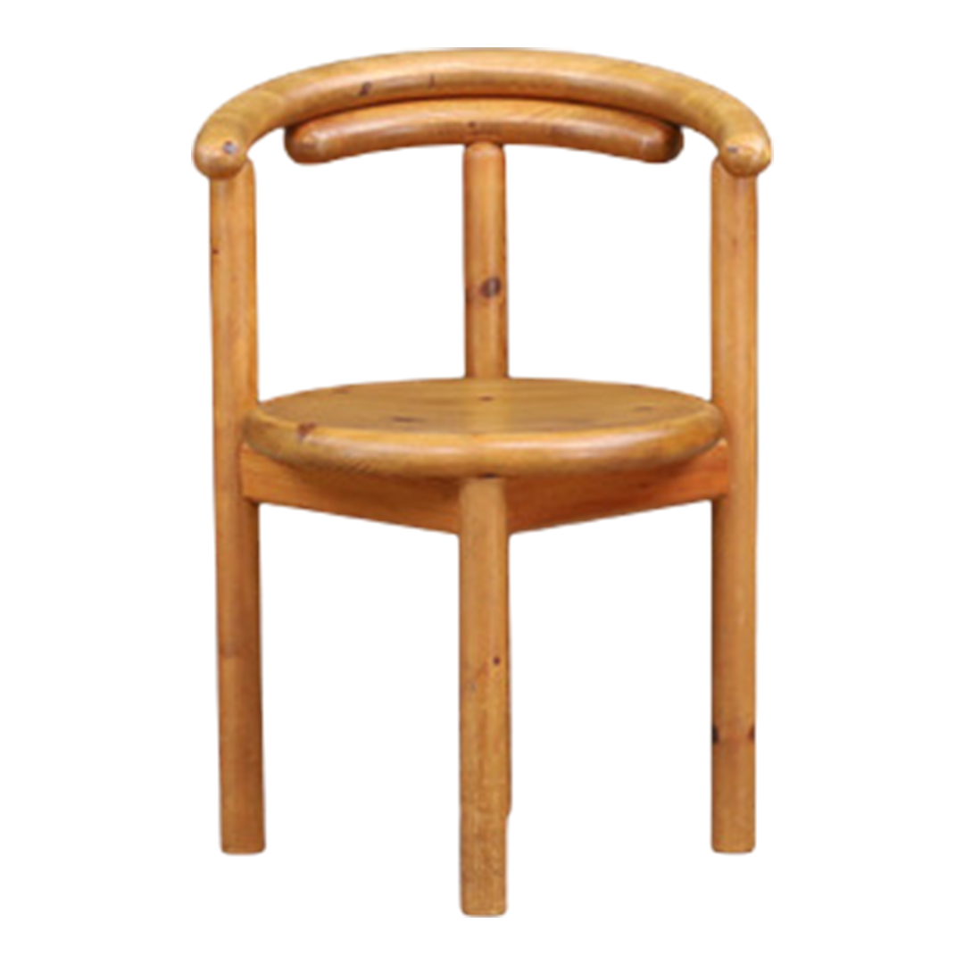 1970s Daumiller Style : set of eight solid pinewood dining chairs