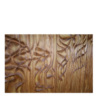 1970s Miloslav Hejný : set three 86" carved elmwood panels, Czech
