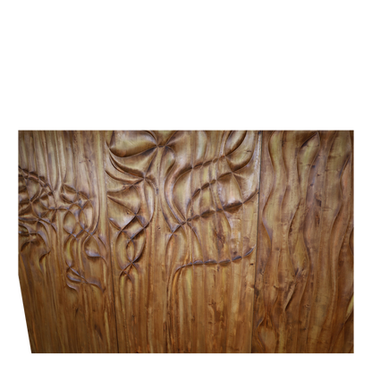 1970s Miloslav Hejný : set three 86" carved elmwood panels, Czech