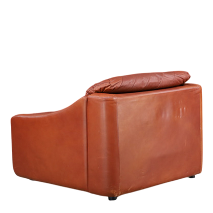 1970s German : leather club chair w/patchwork seating