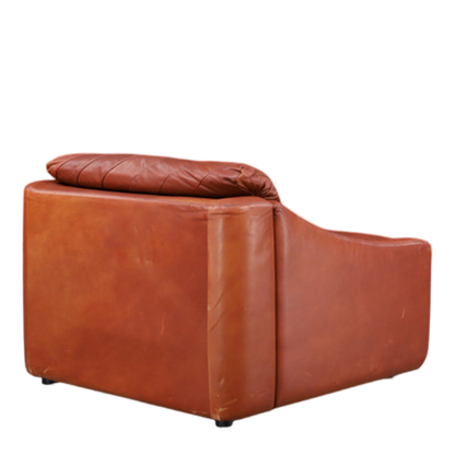 1970s German : leather club chair w/patchwork seating