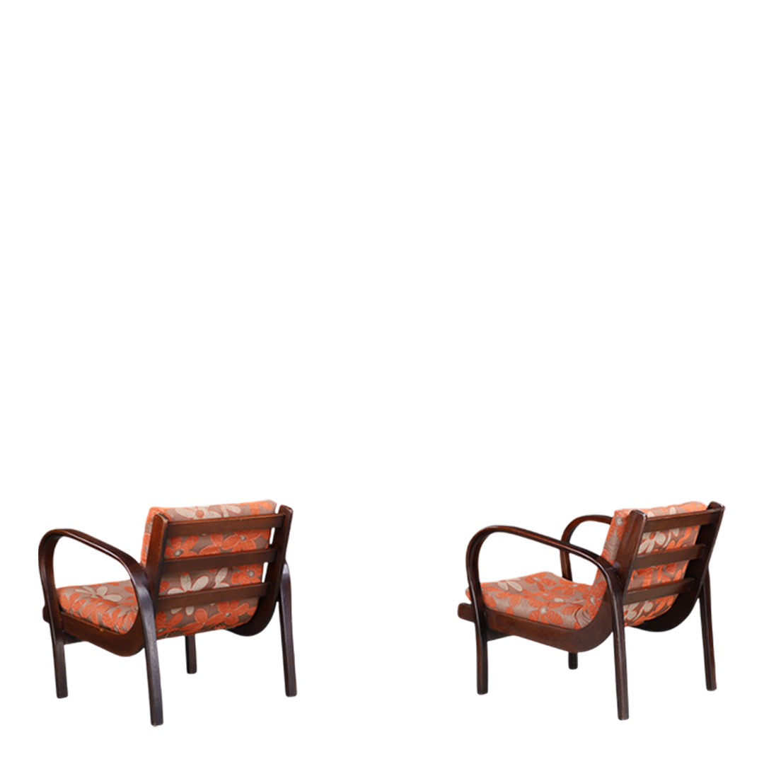 1940s Kozelka & Kropáček : sculptural low lounge chair, Czech