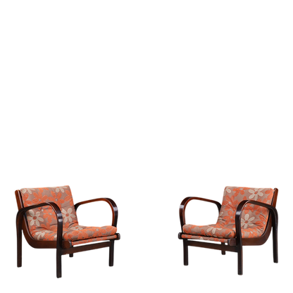1940s Kozelka & Kropáček : sculptural low lounge chair, Czech