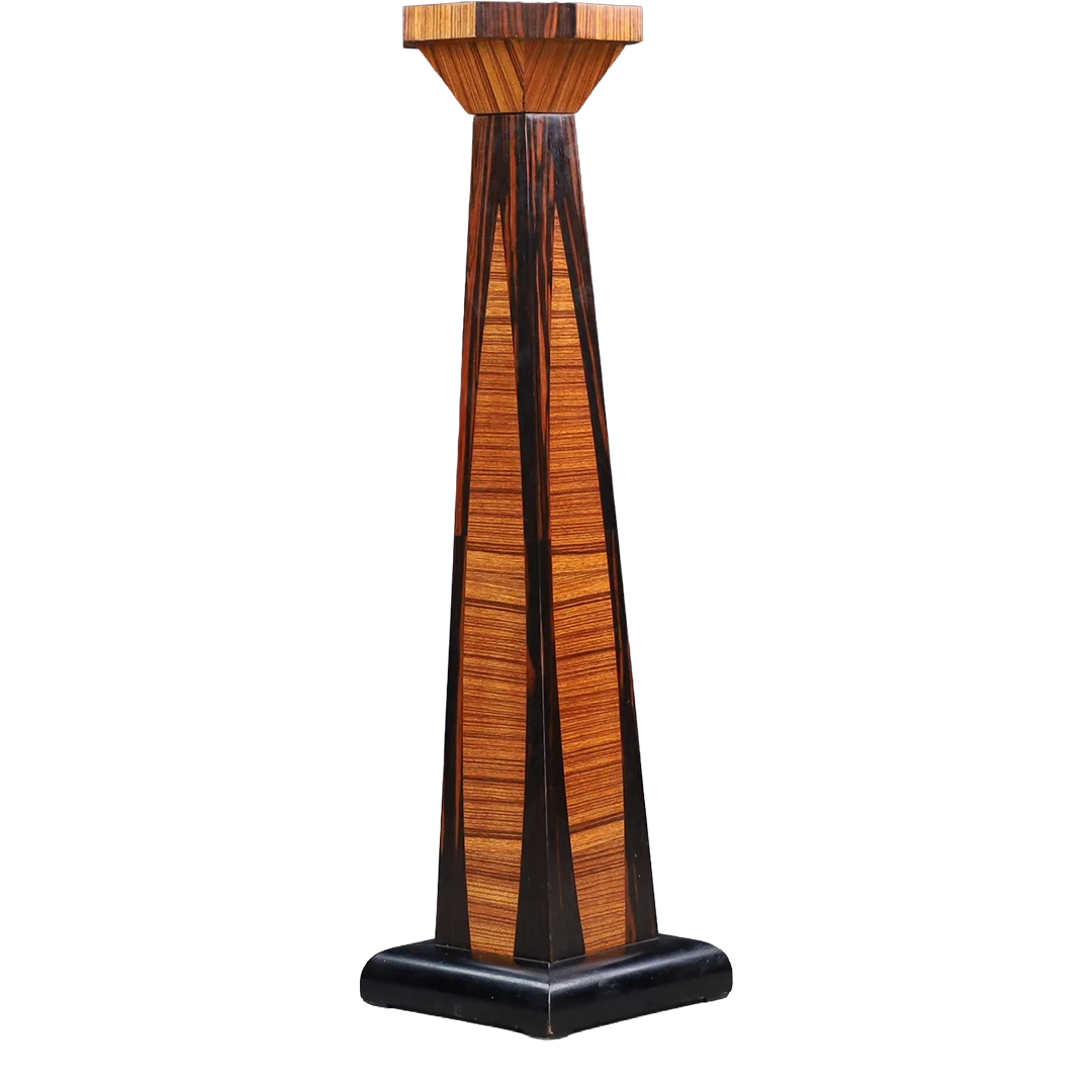 c1910 Austrian : Viennese Secession 47" pedestal in Zebrano & Macassar Ebony