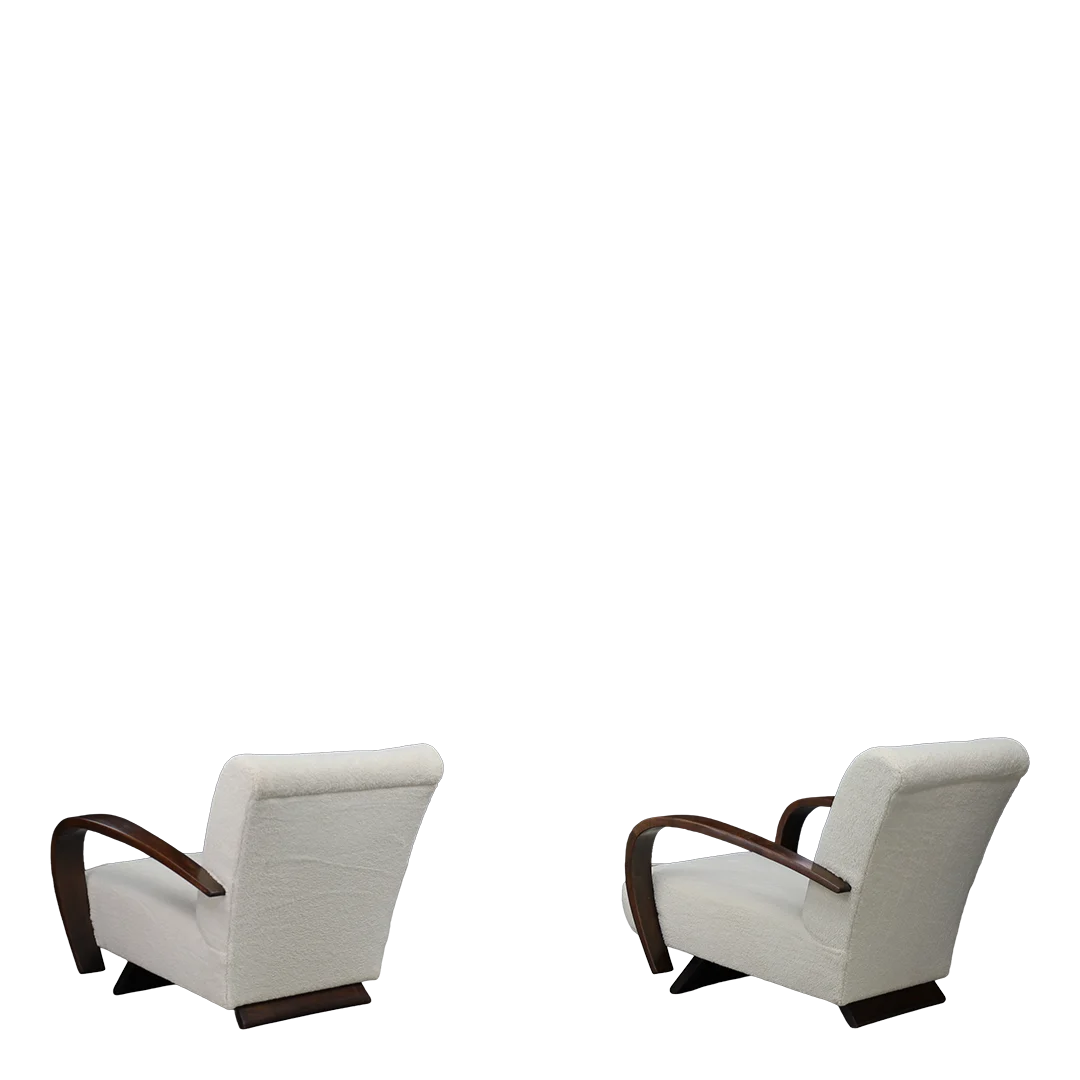 Late 1930s Italian : unique pair of restored Rationalist lounge chairs