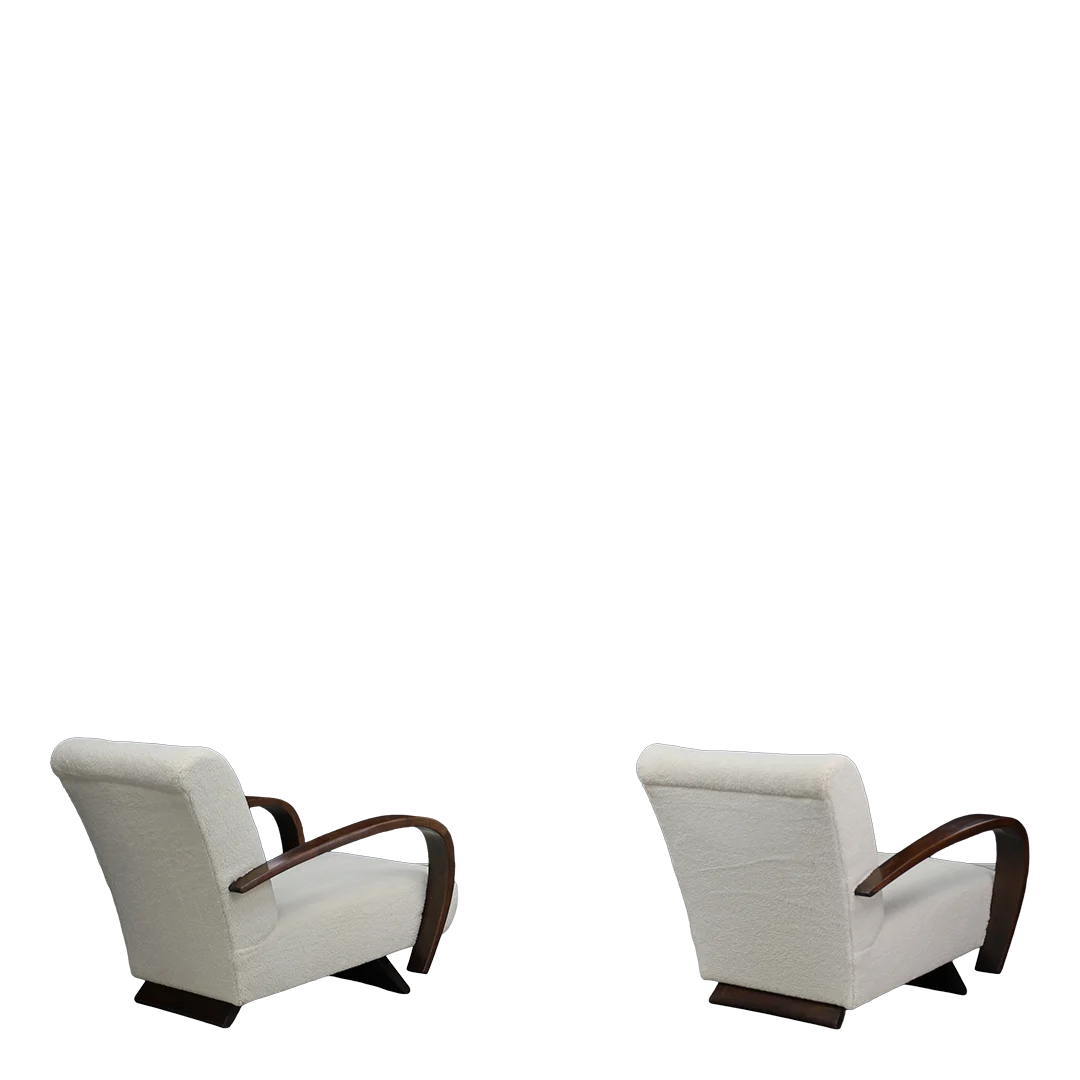 Late 1930s Italian : unique pair of restored Rationalist lounge chairs