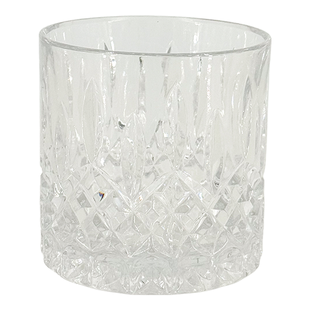 Late 20thc : pressed glass diamond band whiskey tumbler