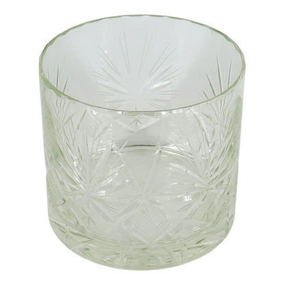 1970s European : set four cut glass whiskey tumblers w/matching ice bucket