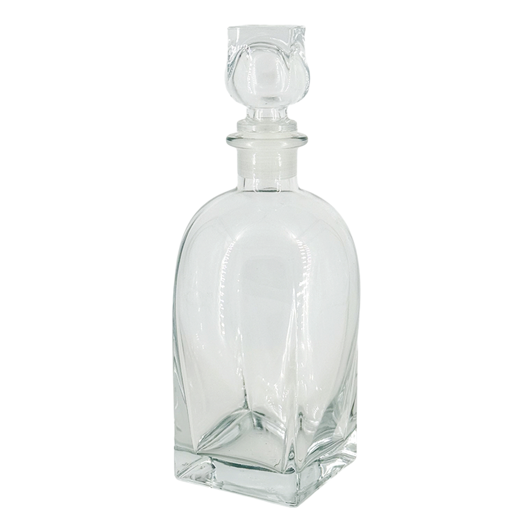 1960s Italian : distinctive modernist clear glass decanter