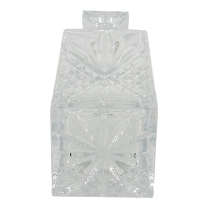 Late 20thc Czech : cut crystal starburst decanter w/faceted stopper