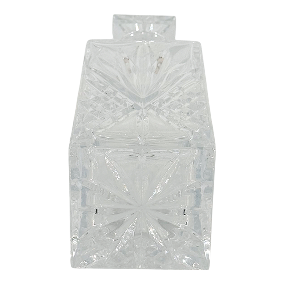 Late 20thc Czech : cut crystal starburst decanter w/faceted stopper