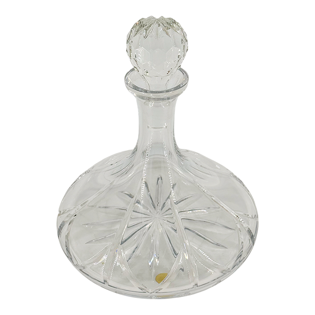 Late 20thc Portugal : 24% lead crystal starburst wine decanter