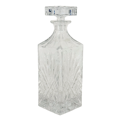 Late 20thc Europe : 10 1/2" cut crystal starburst decanter w/faceted stopper