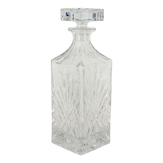 Late 20thc Europe : 10 1/2" cut crystal starburst decanter w/faceted stopper