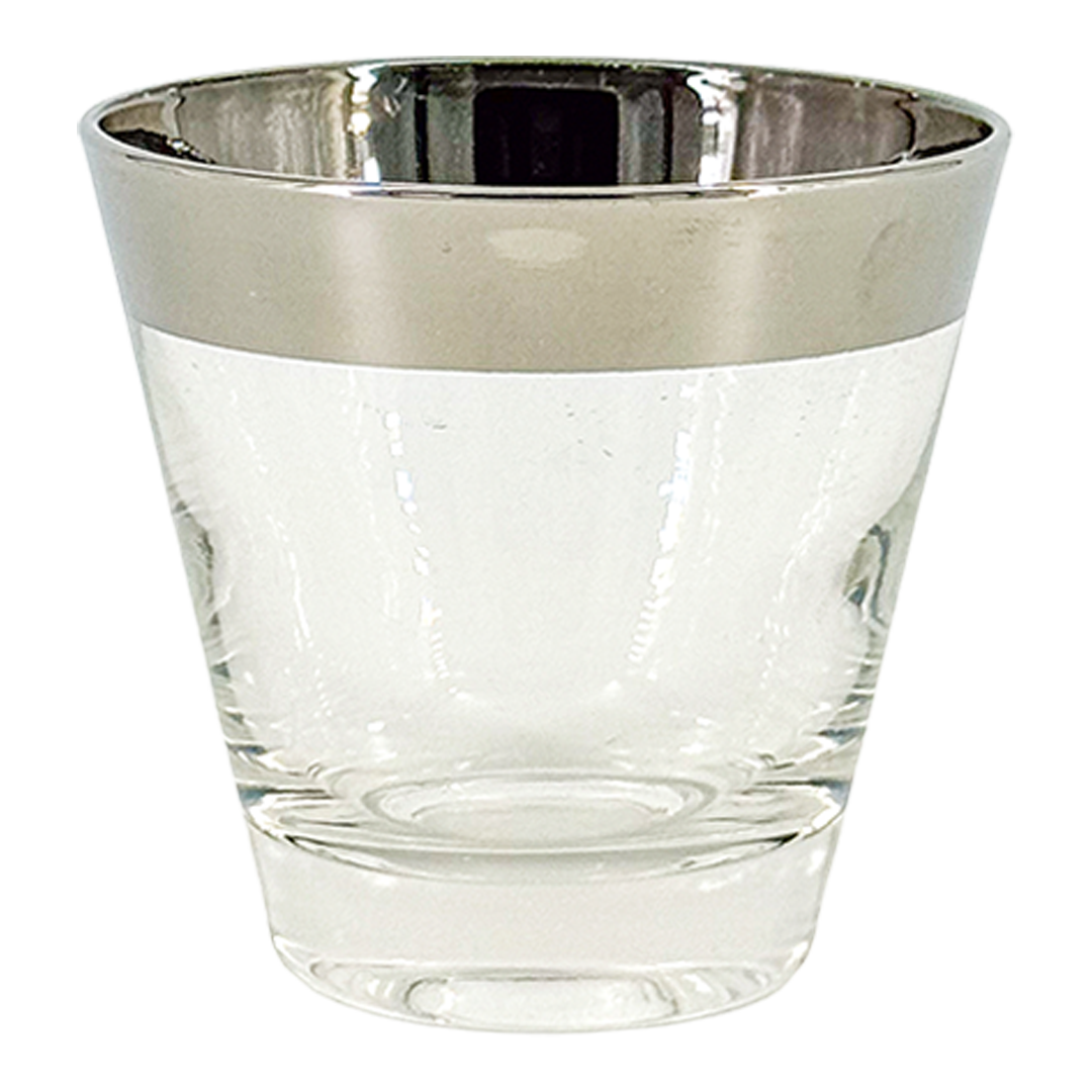 1960s American : set six silver banded tapered whiskey tumbler