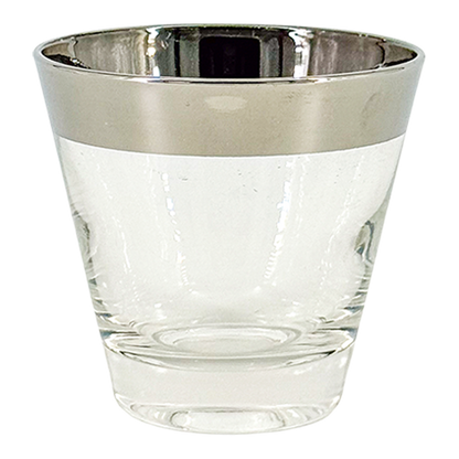 1960s American : set six silver banded tapered whiskey tumbler
